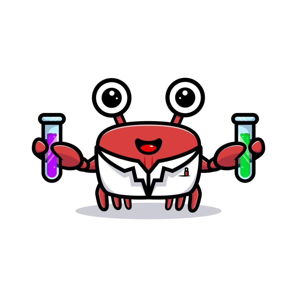 Cute crab character with chemical liquid vector
