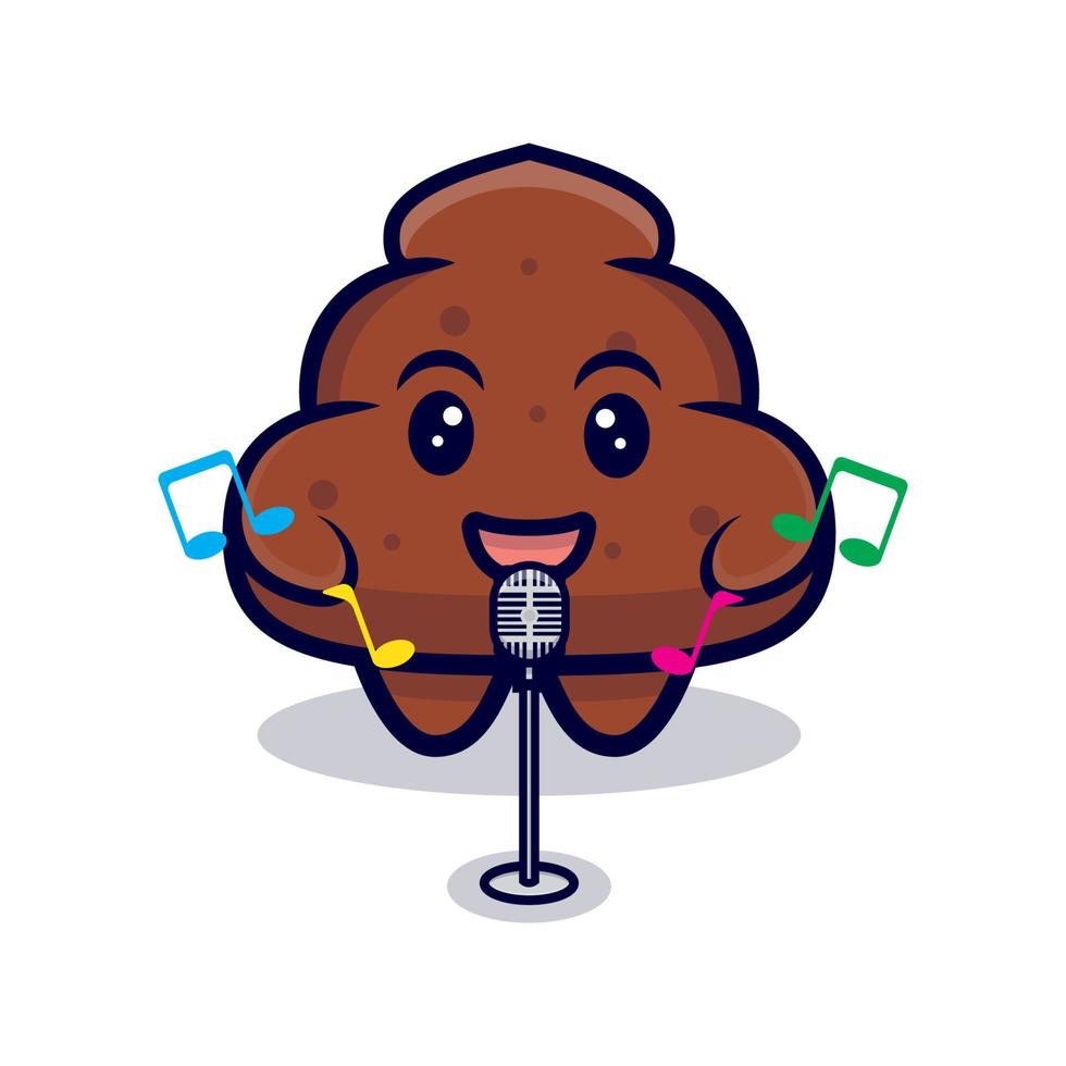 Cute Poop Singing Cartoon Vector Icon Illustration