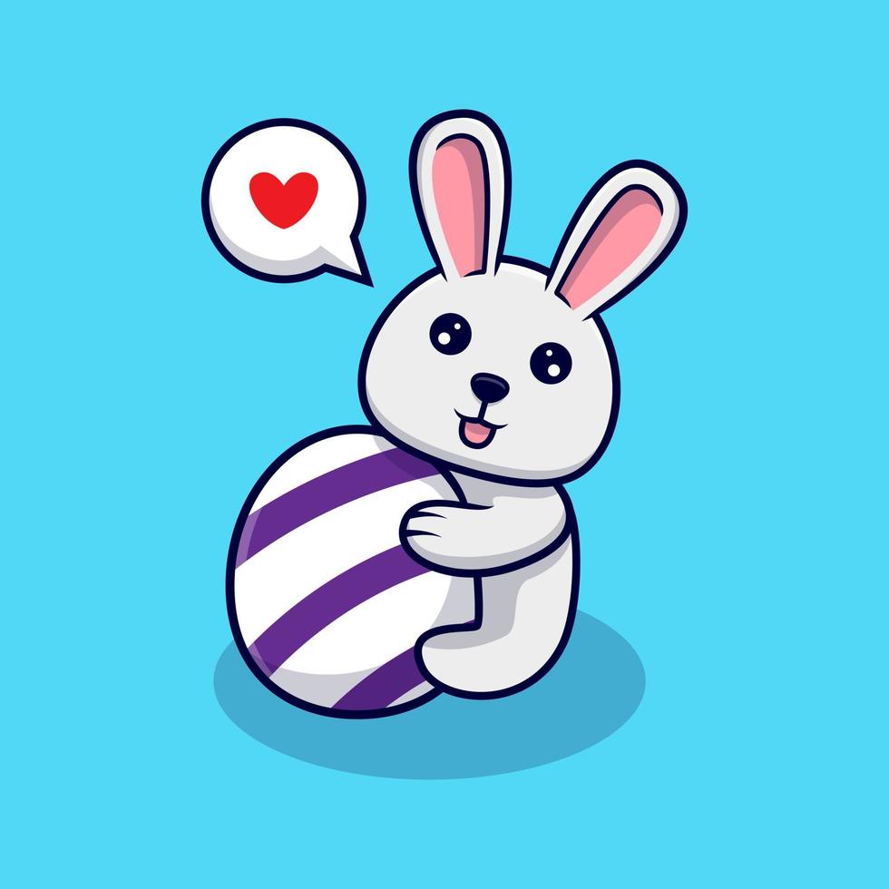 conejito lindo abrazo huevos decorativos para el día de pascua diseño icono ilustración vector