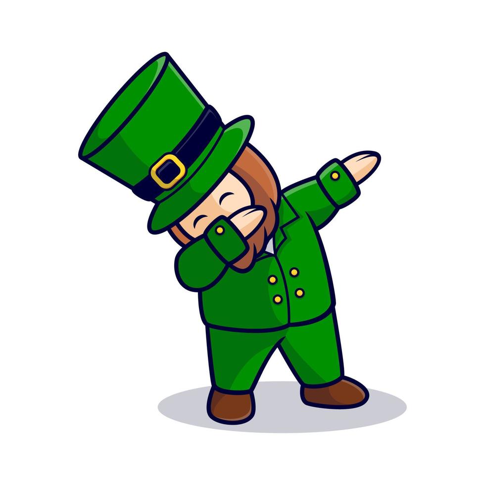 lindo duende celebrando, personaje de dibujos animados para el día de san patricio vector