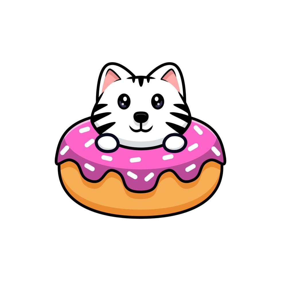 Cute white tiger mascot cartoon icon. kawaii mascot character illustration for sticker, poster, animation, children book, or other digital and print product vector