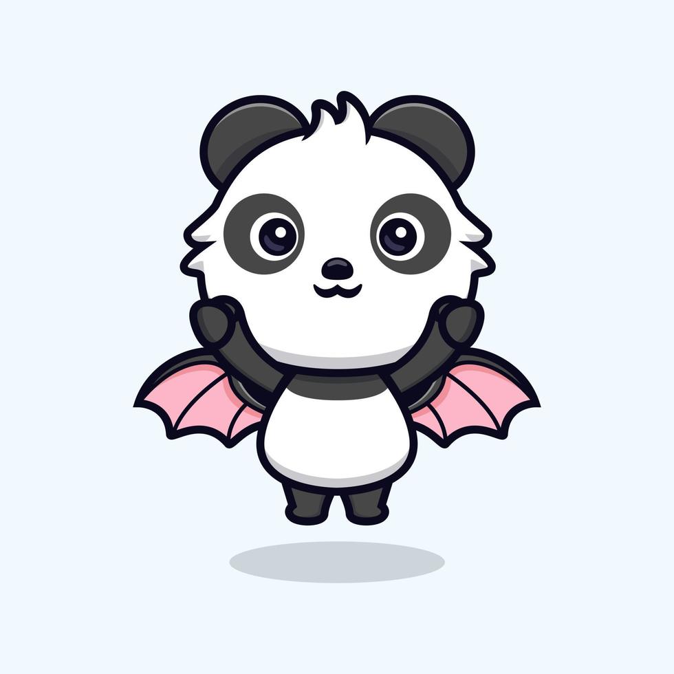 Lindo icono de dibujos animados de mascota panda. Ilustración de personaje de mascota kawaii para pegatina, póster, animación, libro para niños u otro producto digital e impreso vector