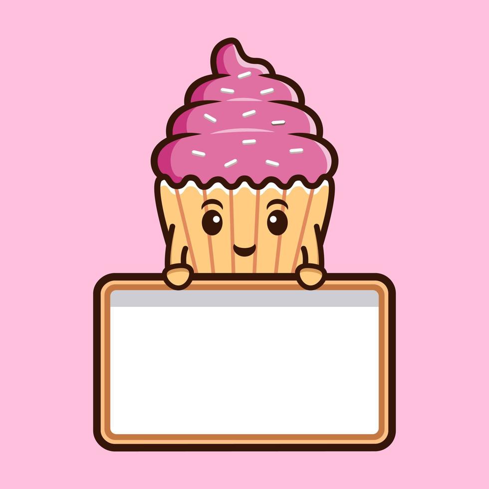 cute cupcake character cartoon mascot.kawaii mascot character illustration for sticker, poster, animation, children book, or other digital and print product vector
