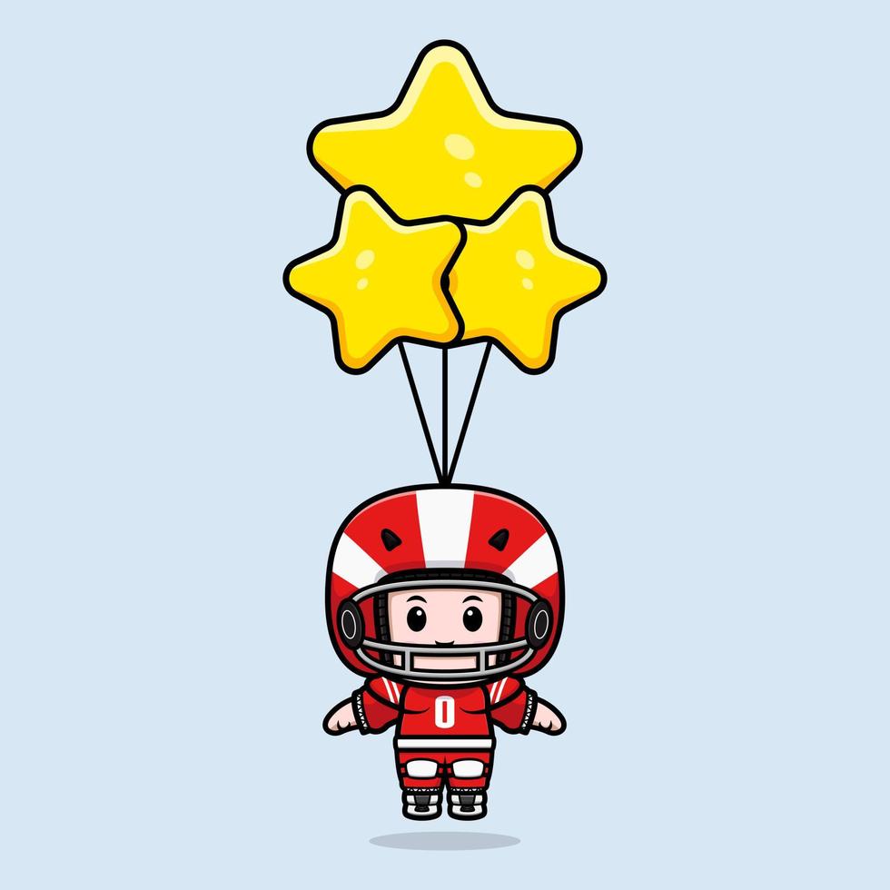 Cute American football player kawaii mascot character illustration for sticker, poster, animation, children book, or other digital and print product vector