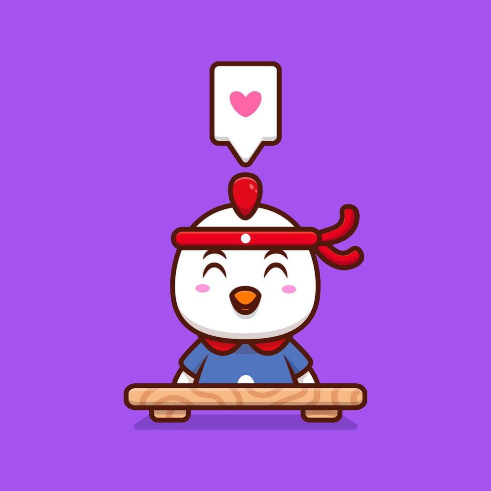 Cute Chicken Chef Loves to Make Food Cartoon Icon Illustration vector