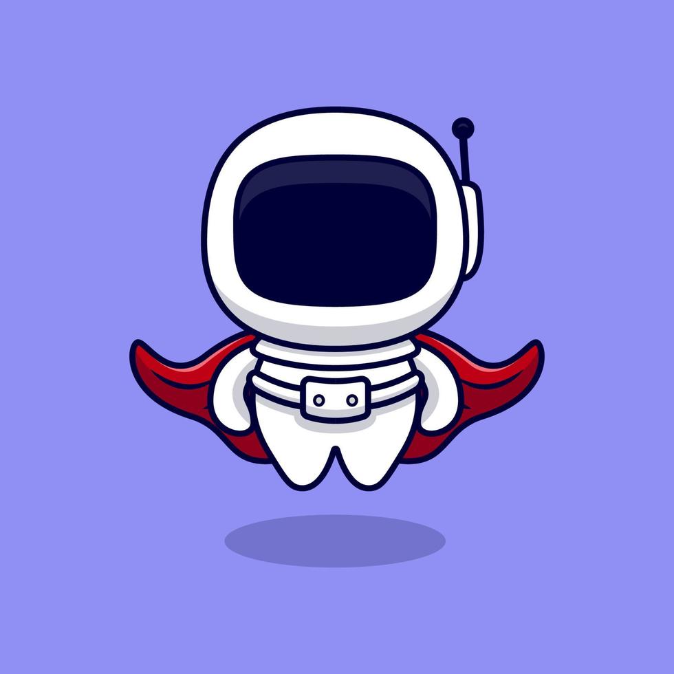 Cute  Super Astronaut  Cartoon Vector Icon Illustration. Flat Cartoon Style