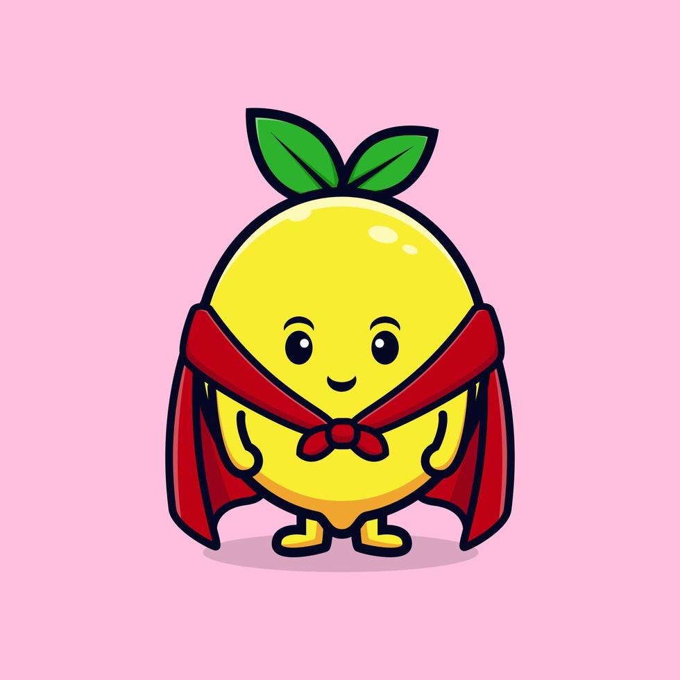 diseño de mascota de dibujos animados de personaje de limón lindo.Ilustración de personaje de mascota de Kawaii para pegatina, póster, animación, libro para niños u otro producto digital e impreso vector