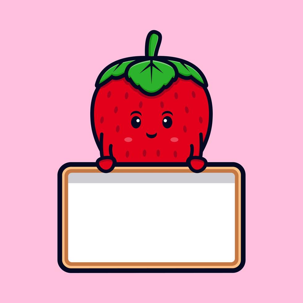 cute strawberry character cartoon mascot.kawaii mascot character illustration for sticker, poster, animation, children book, or other digital and print product vector
