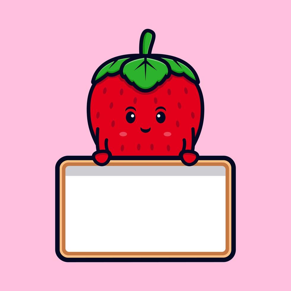 cute strawberry character cartoon mascot.kawaii mascot character illustration for sticker, poster, animation, children book, or other digital and print product vector