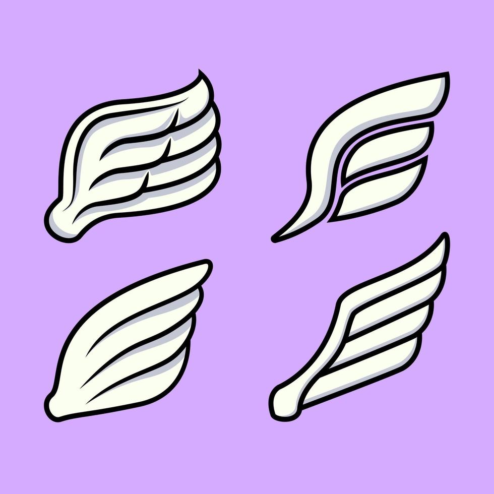 Wings vector icons set. Wing set, icon wing, feather wing bird illustration