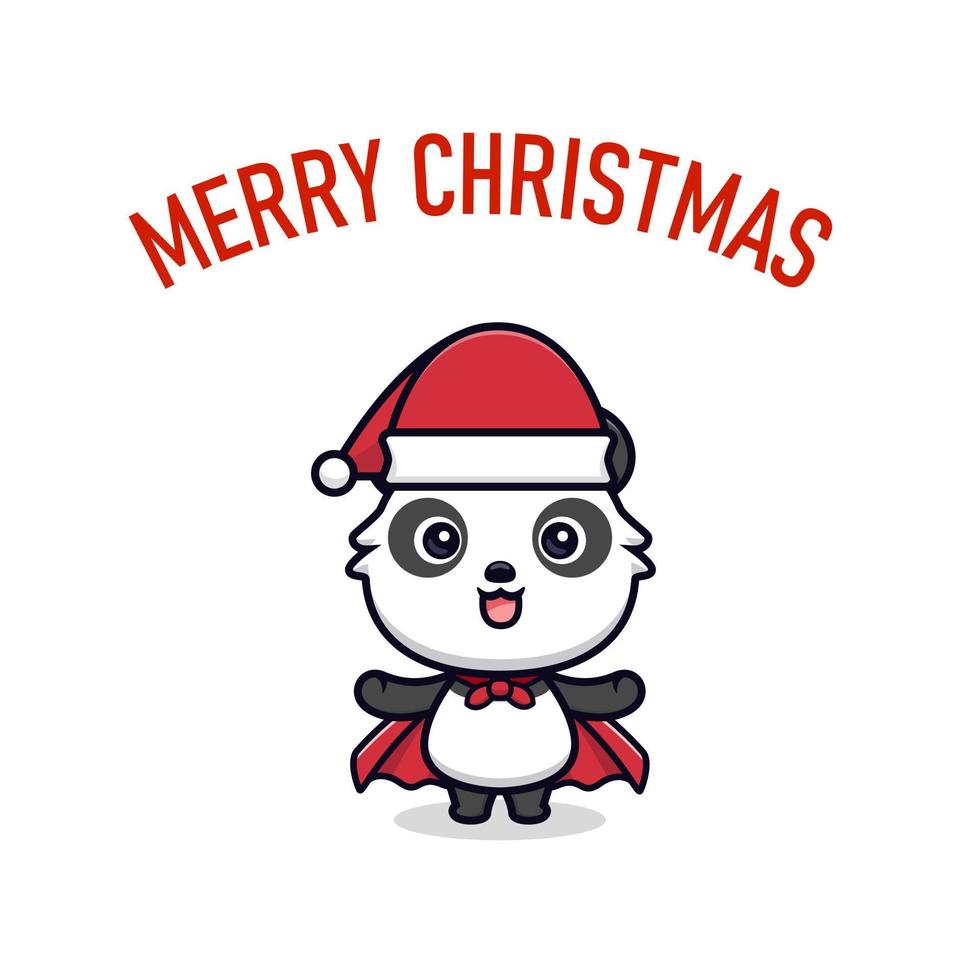 carácter lindo de la mascota celebrar la ilustración de la tarjeta de felicitación de navidad vector