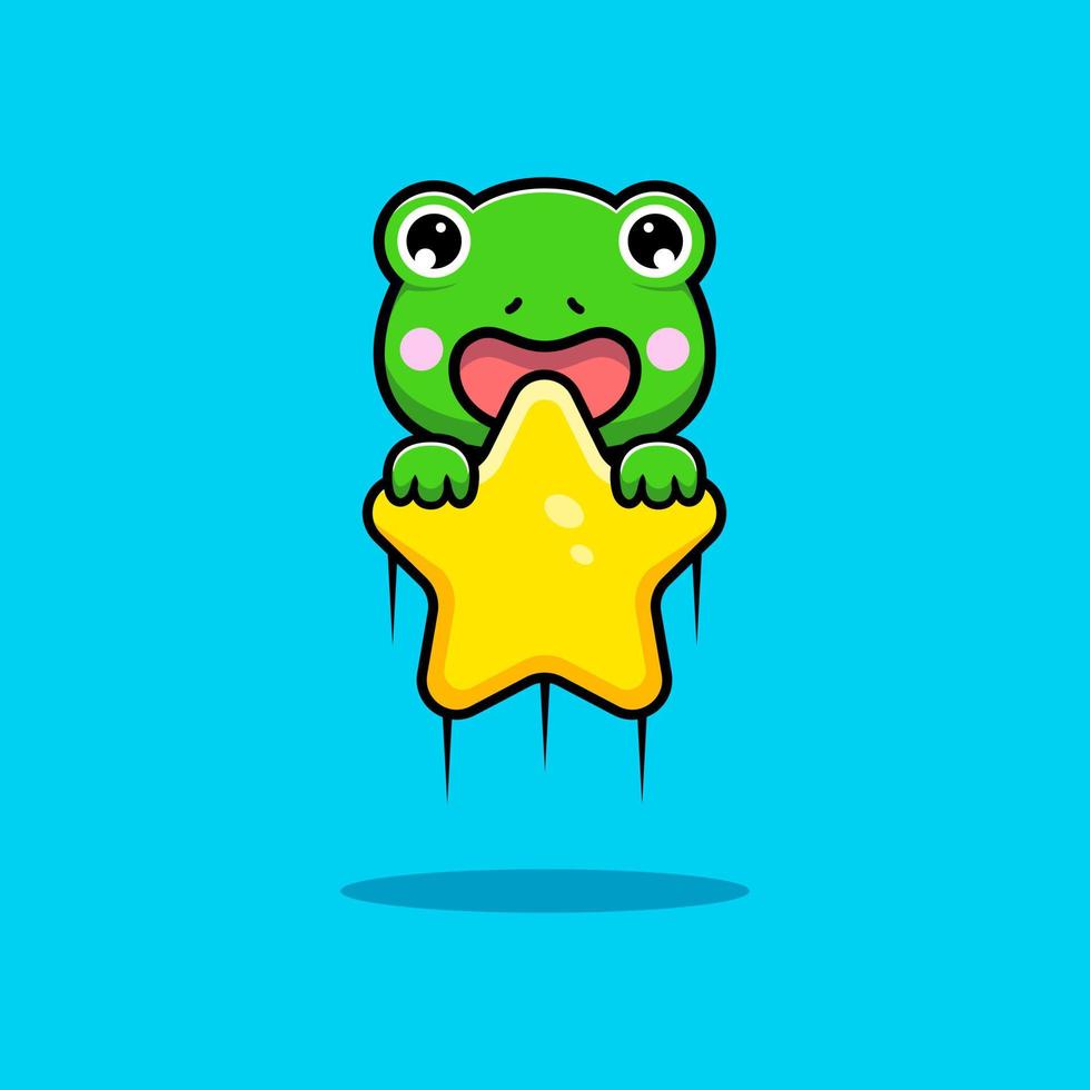 Design of cute frog floating with star vector