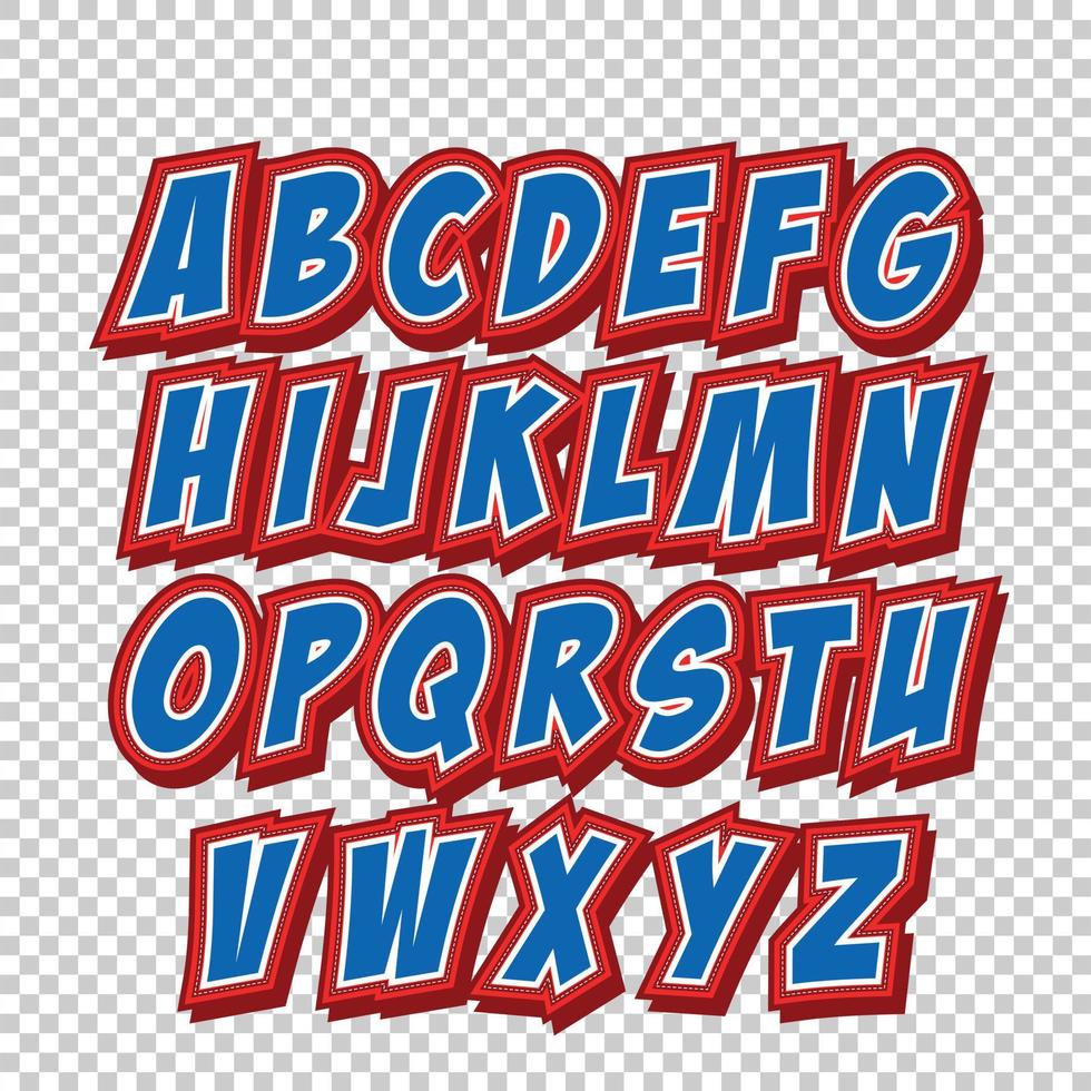 colección de alfabeto de estilo cómic sobre un fondo translúcido. ilustración vectorial eps10 vector