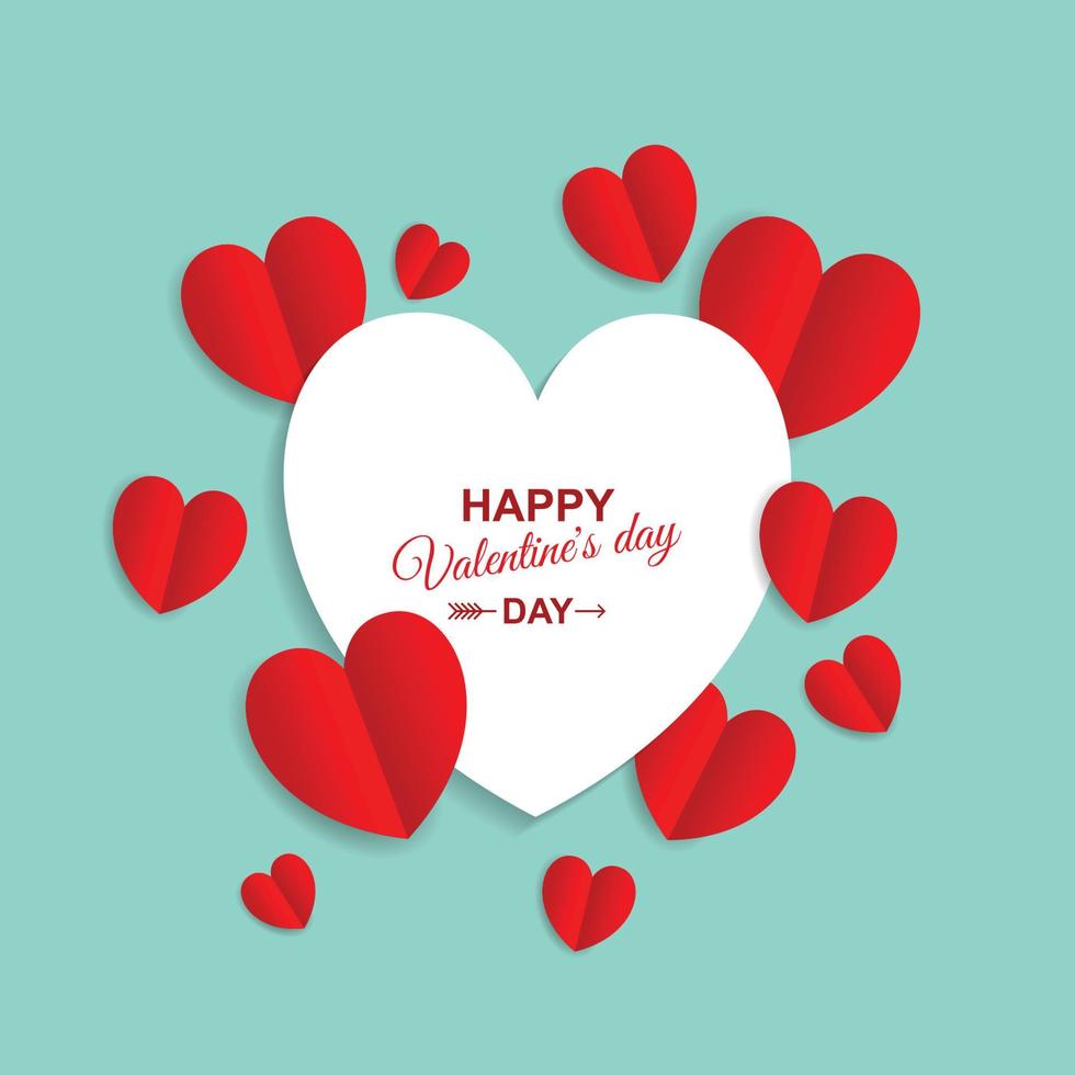 Valentine's day abstract background with cut paper heart. Vector illustration