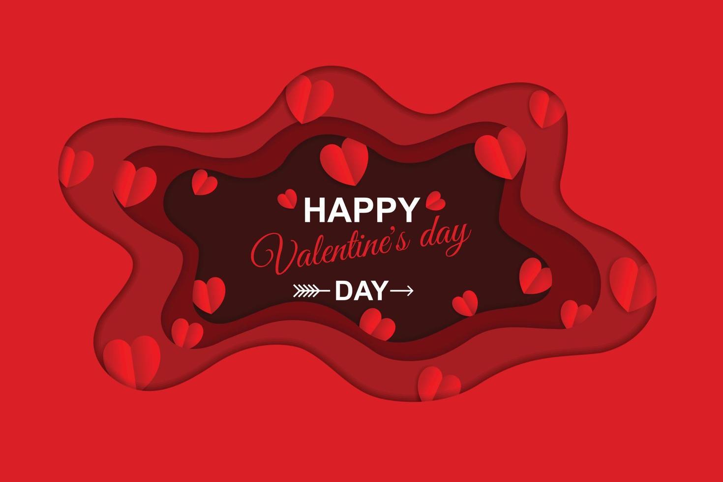 Fondo abstracto del día de San Valentín con corazón de papel cortado. ilustración vectorial vector