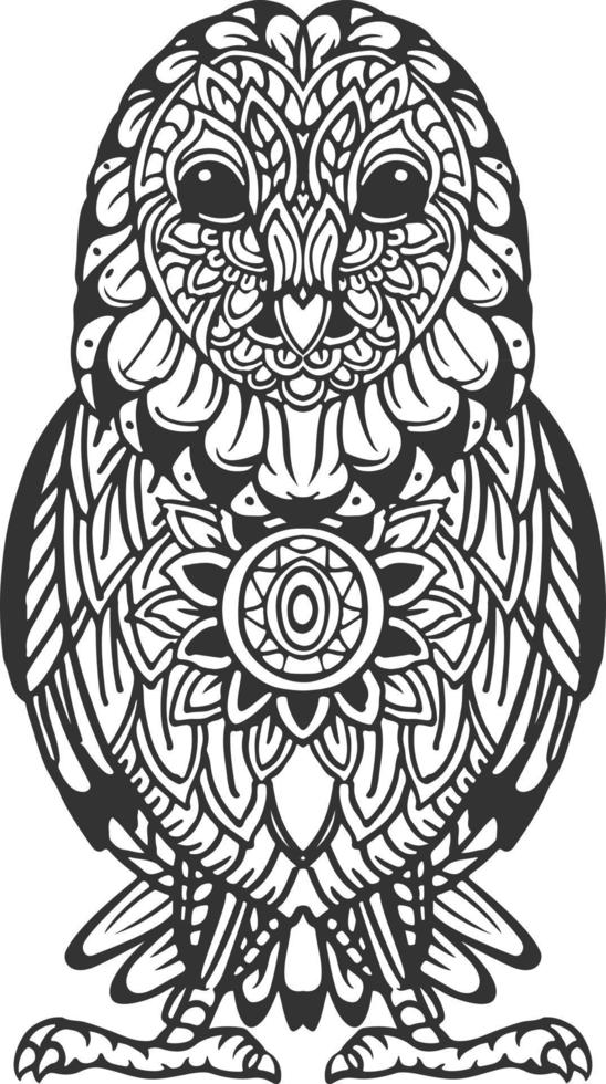 Zentangle stylized cartoon owl. Hand drawn sketch for adult antistress coloring page vector