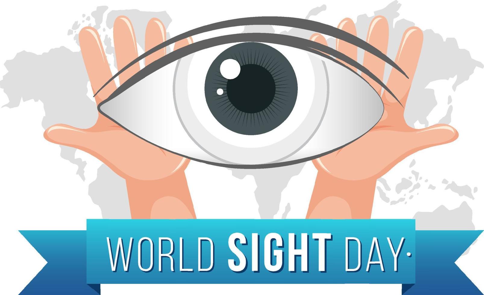 banner del día mundial de la vista con manos sosteniendo un ojo vector