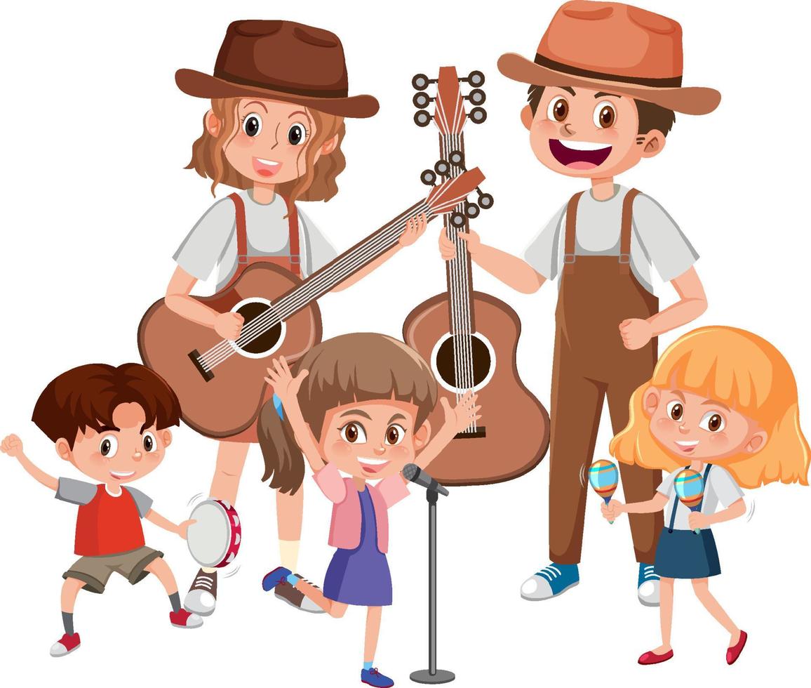 Group of musicians cartoon character on white background vector