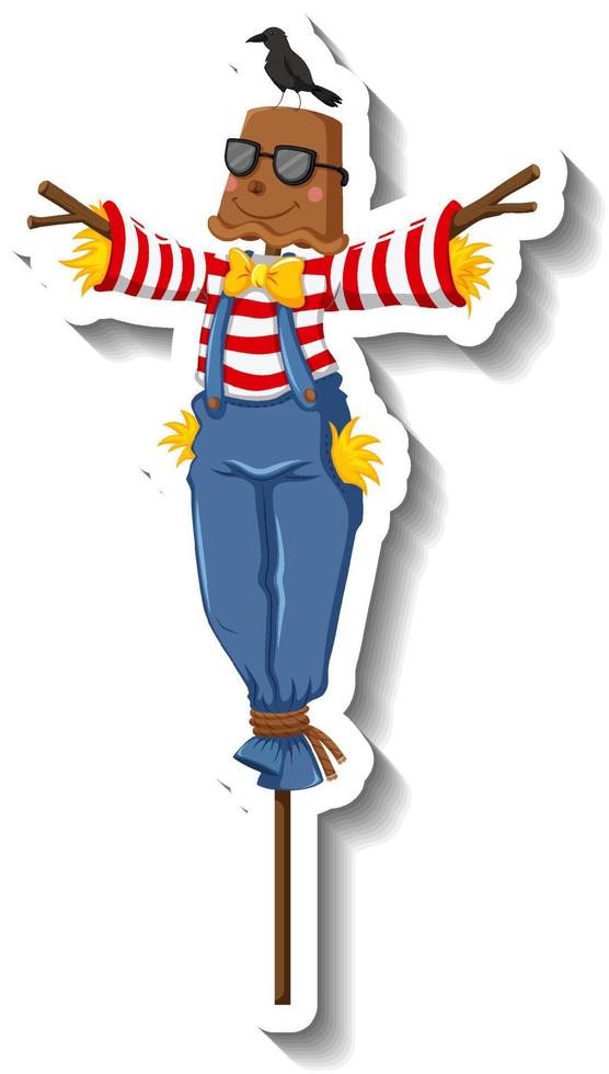Scarecrow dressed like clown in cartoon style vector