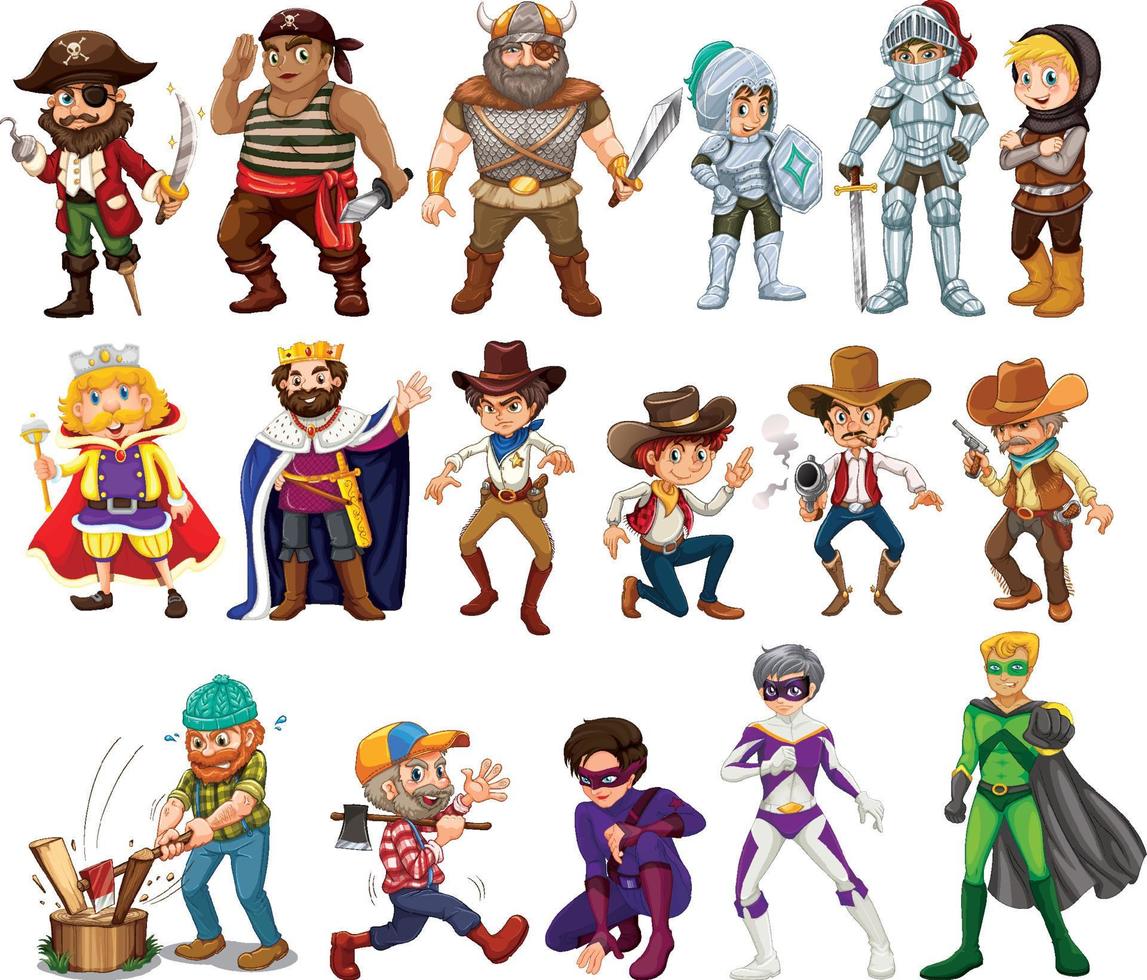 conjunto de personajes de dibujos animados de fantasía vector