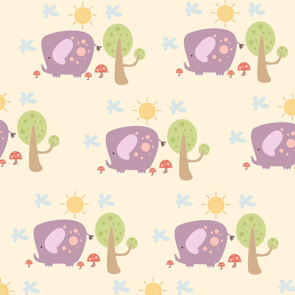 Vector illustration of pastel colored elephant seamless pattern seamless pattern