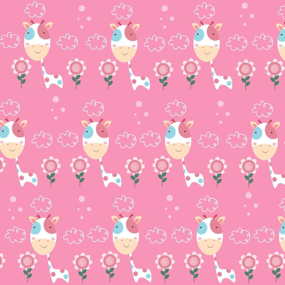 Vector illustration of pink cute cow vector illustration pattern