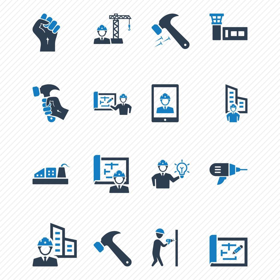 Builders and Construction Worker icons set vector