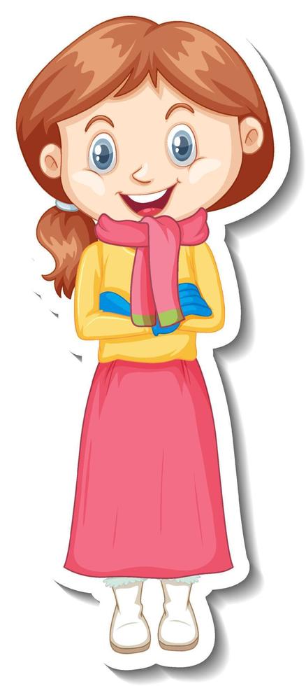 linda chica en traje de invierno personaje de dibujos animados vector