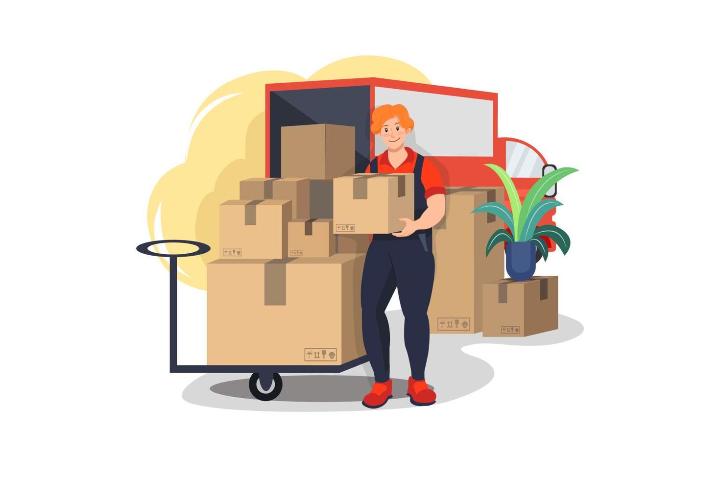 Packing and moving services Illustration concept. Flat illustration isolated on white background. vector