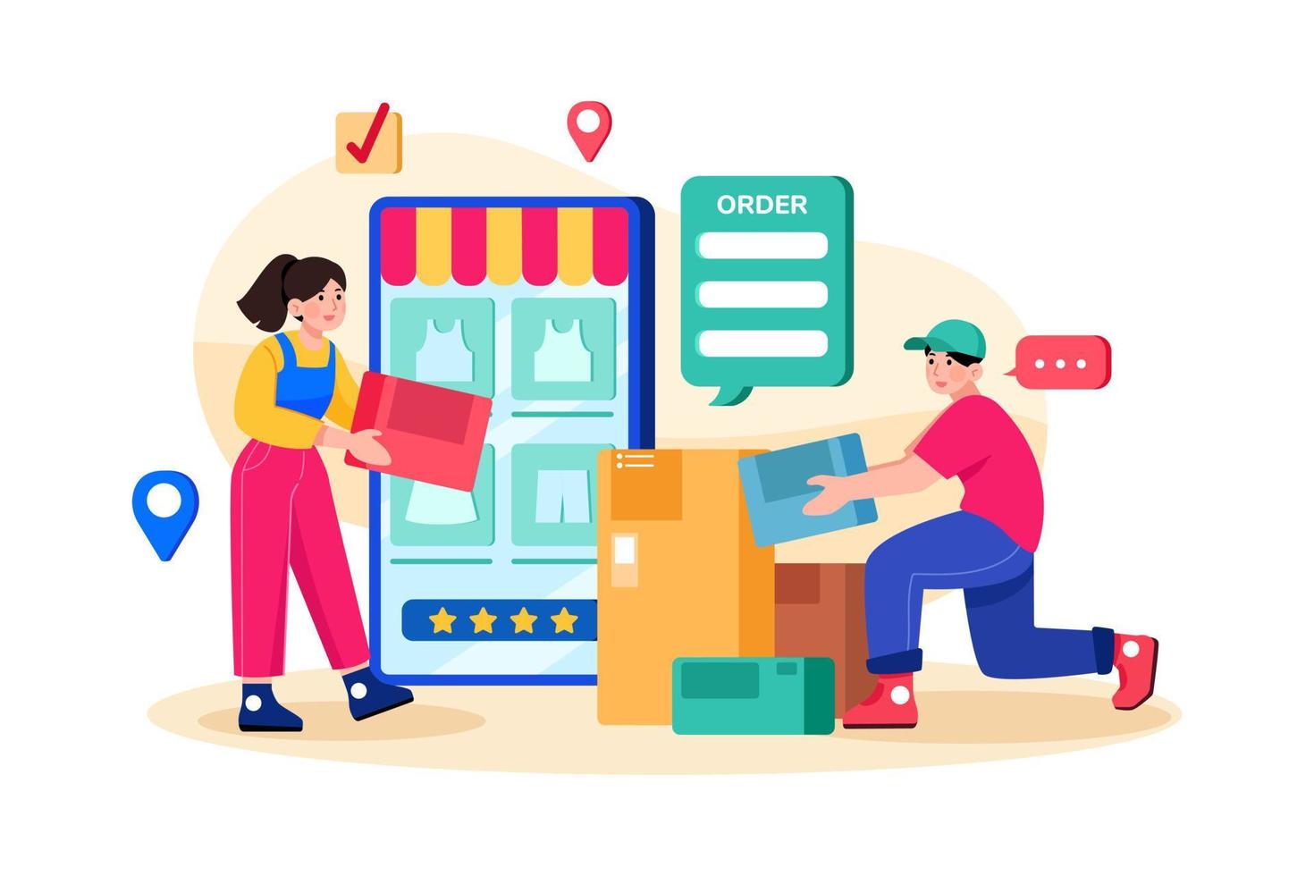 Packing Shopping Orders Illustration concept. Flat illustration isolated on white background. vector