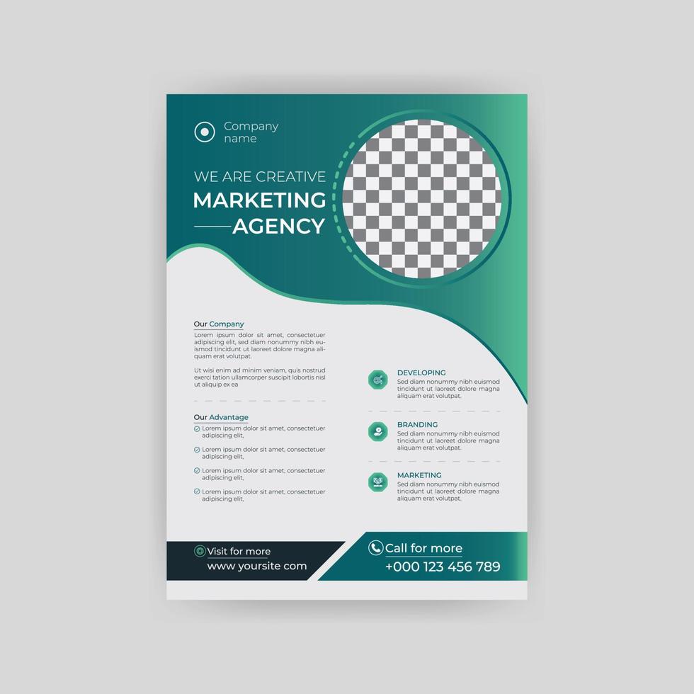 Business flyer design corporate flyer template geometric shape poster design brochure gradient abstract magazine background space for photo in A5 size vector