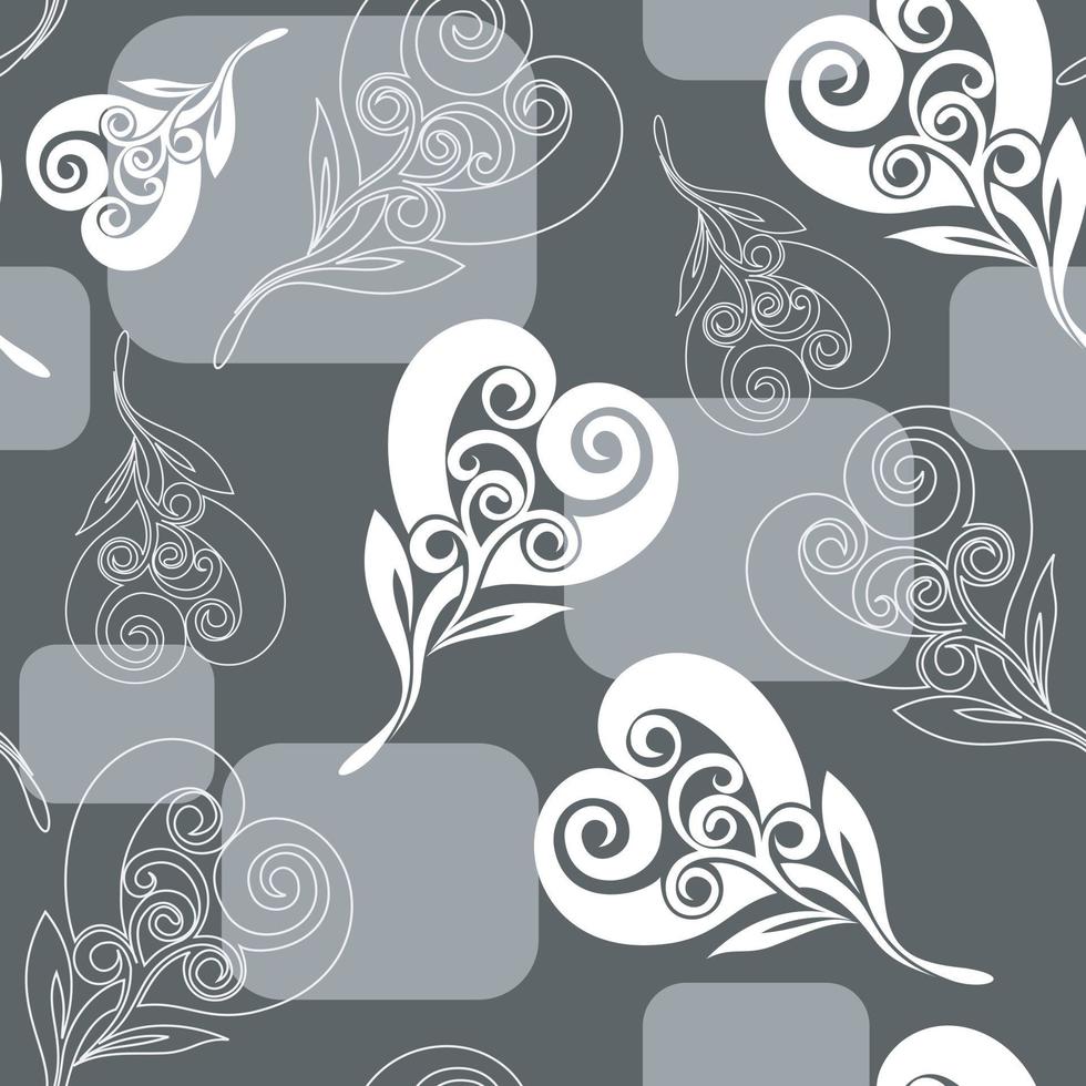 patrón de campanilla suave con líneas florales y fondos de cubos vector