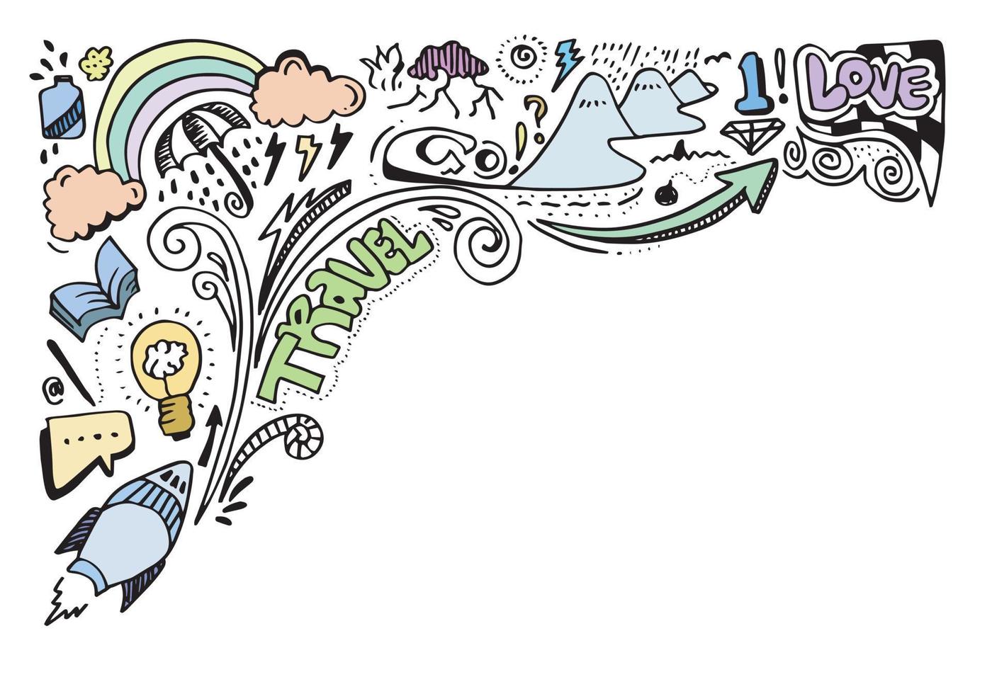 hand drawn colorful kids doodle set for poster, banner and background. vector