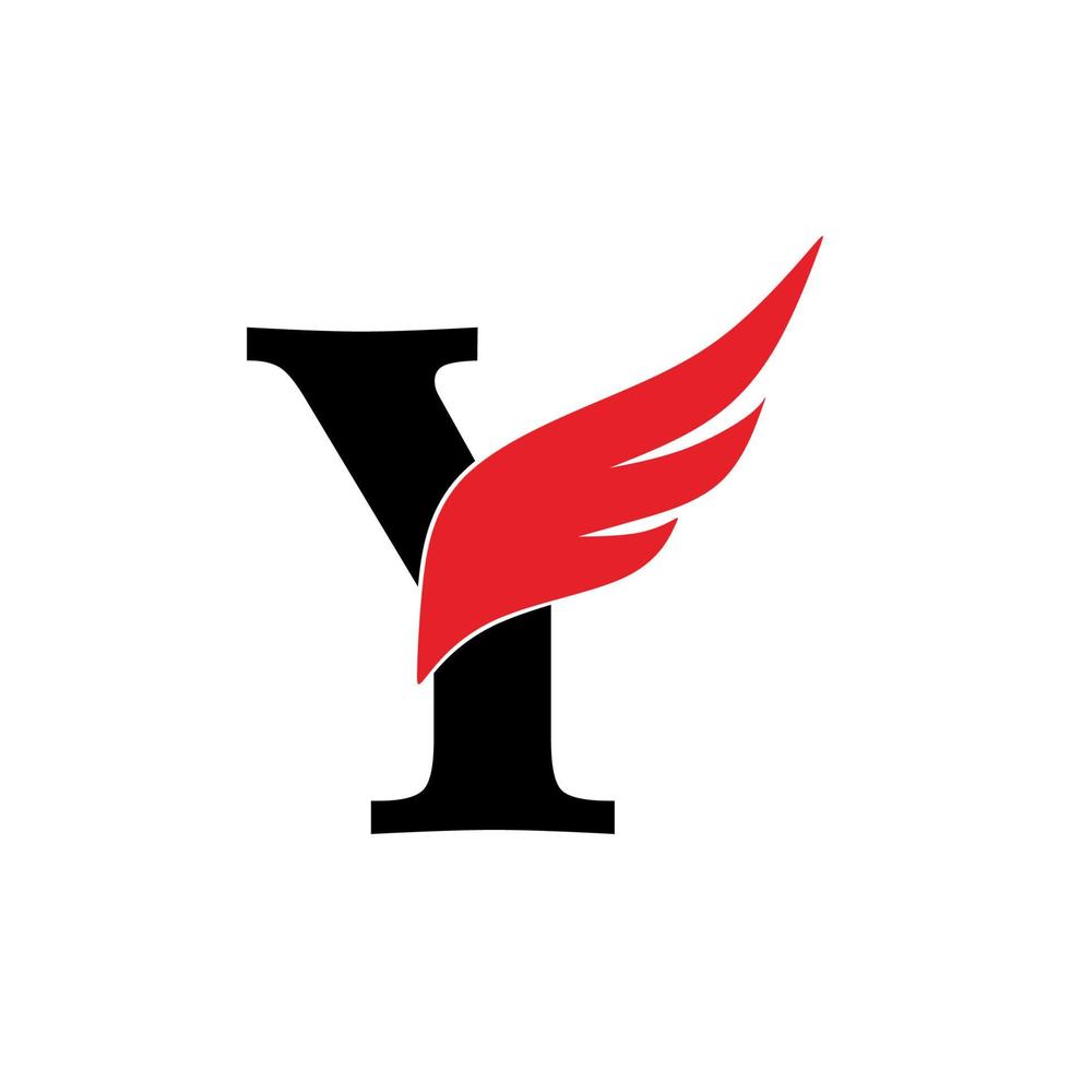 Logotipo inicial de la letra y y símbolo de las alas. elemento de diseño de alas, icono de logotipo inicial letra y, plantilla de logotipo inicial vector