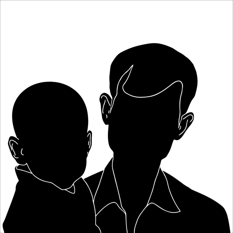 Father and Child hand drawn vector illustration.