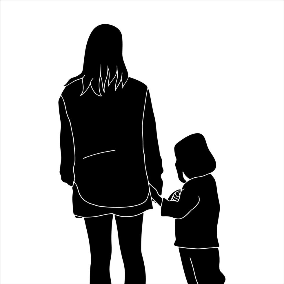 mothers day character silhouette on white background. vector