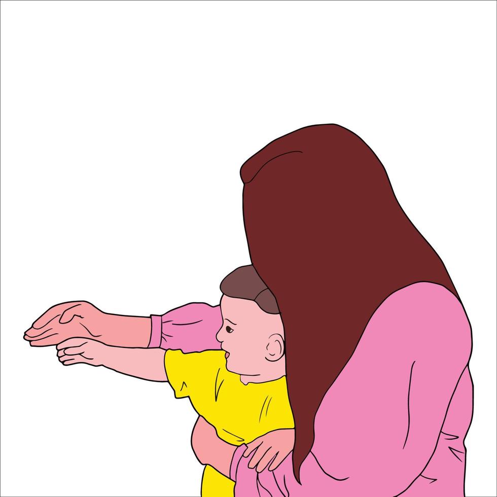 Ilustración de personaje del día de la madre sobre fondo blanco. vector