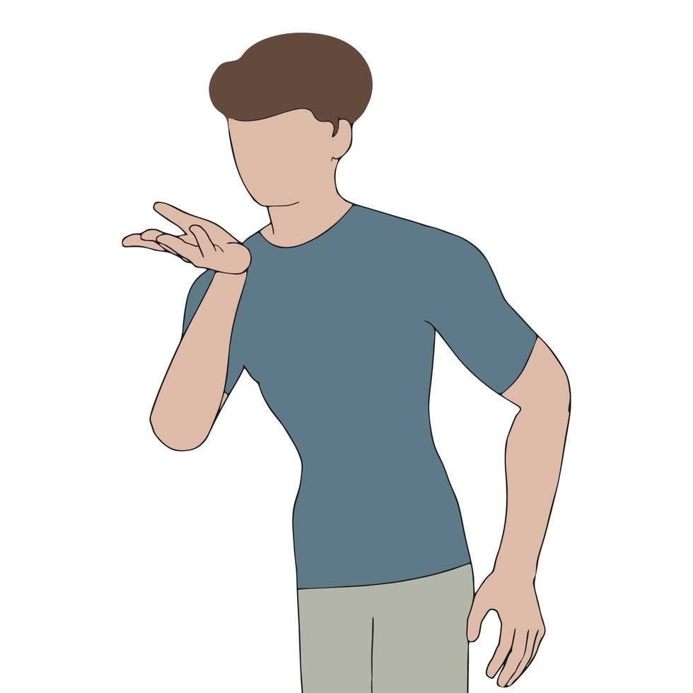 Dibujo digital de hombres soplando beso ilustrado sobre fondo aislado. vector