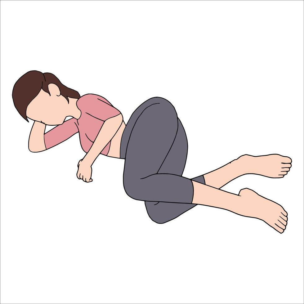 This is the series of Images that contains - Women sleeping or leaning on the floor. these character drawings look similar but body shapes are different in all the drawings. vector