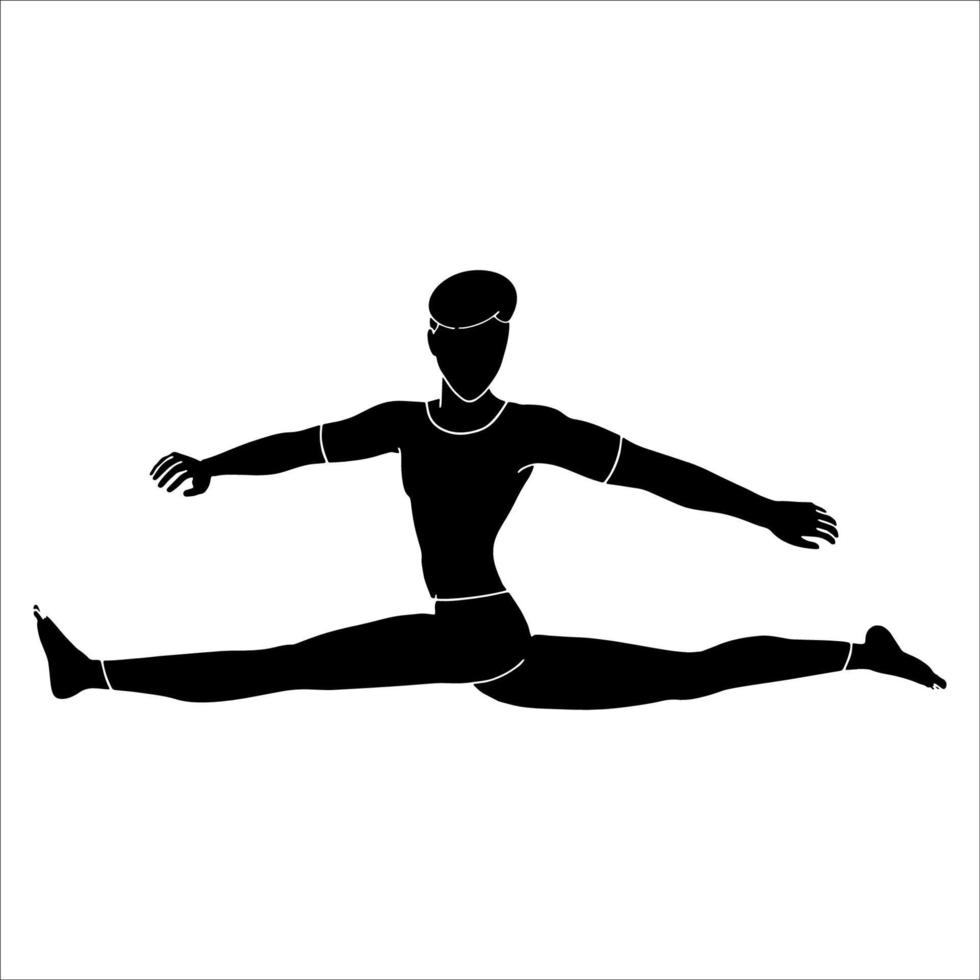 fit men stretching legs pose silhouette illustrated on white background vector