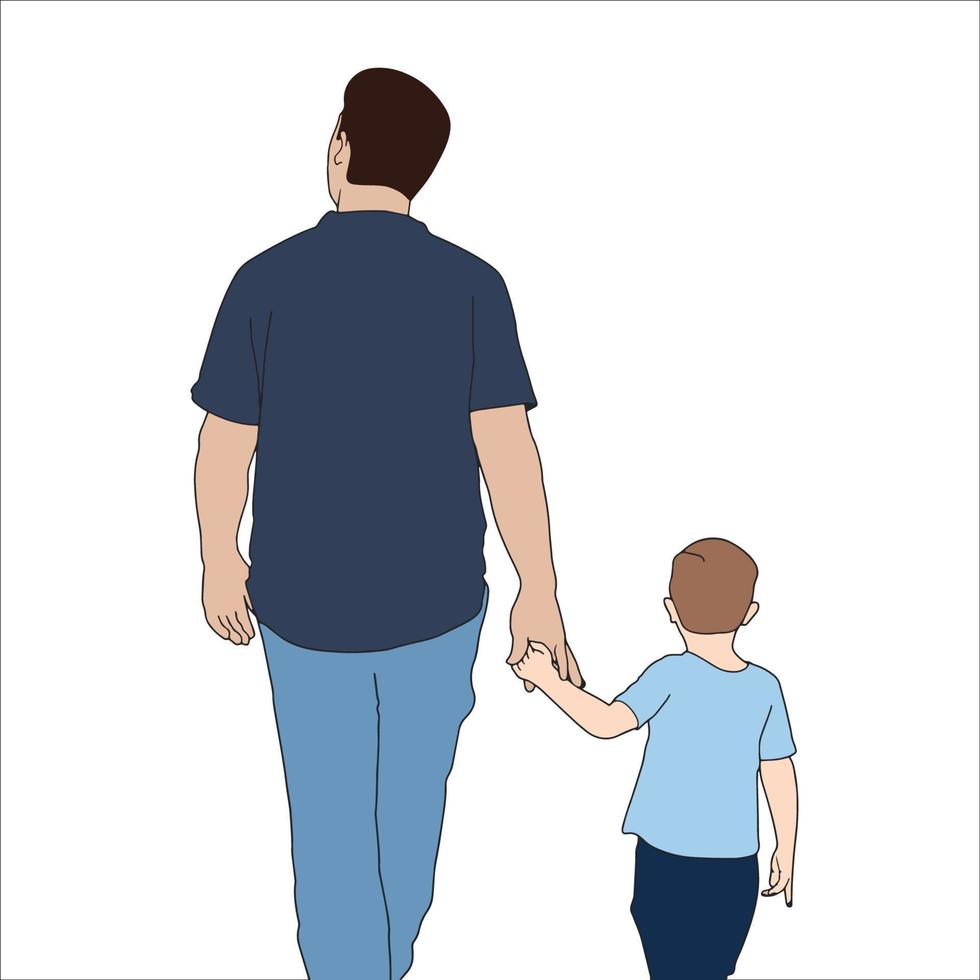 Ilustración digital de padre e hijo para el día del padre. vector