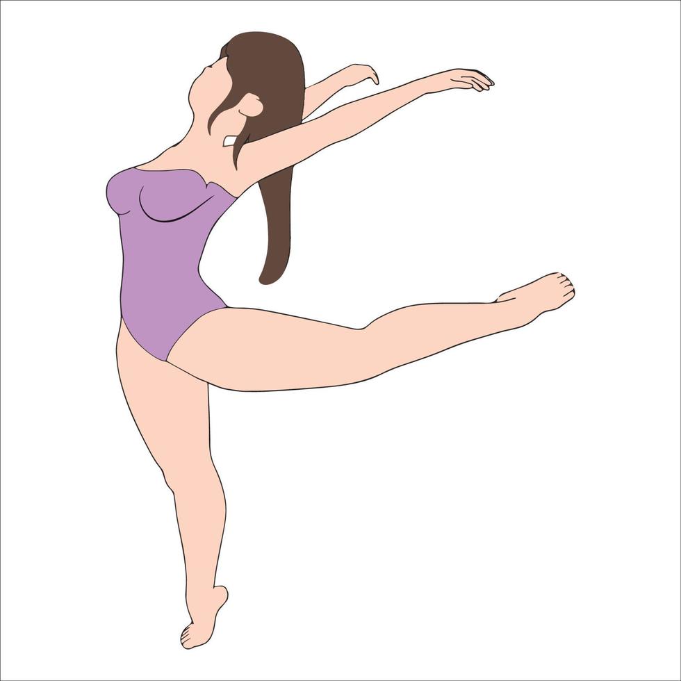 Ilustración hermosa del ejecutante de la danza de la bailarina en el fondo blanco. vector