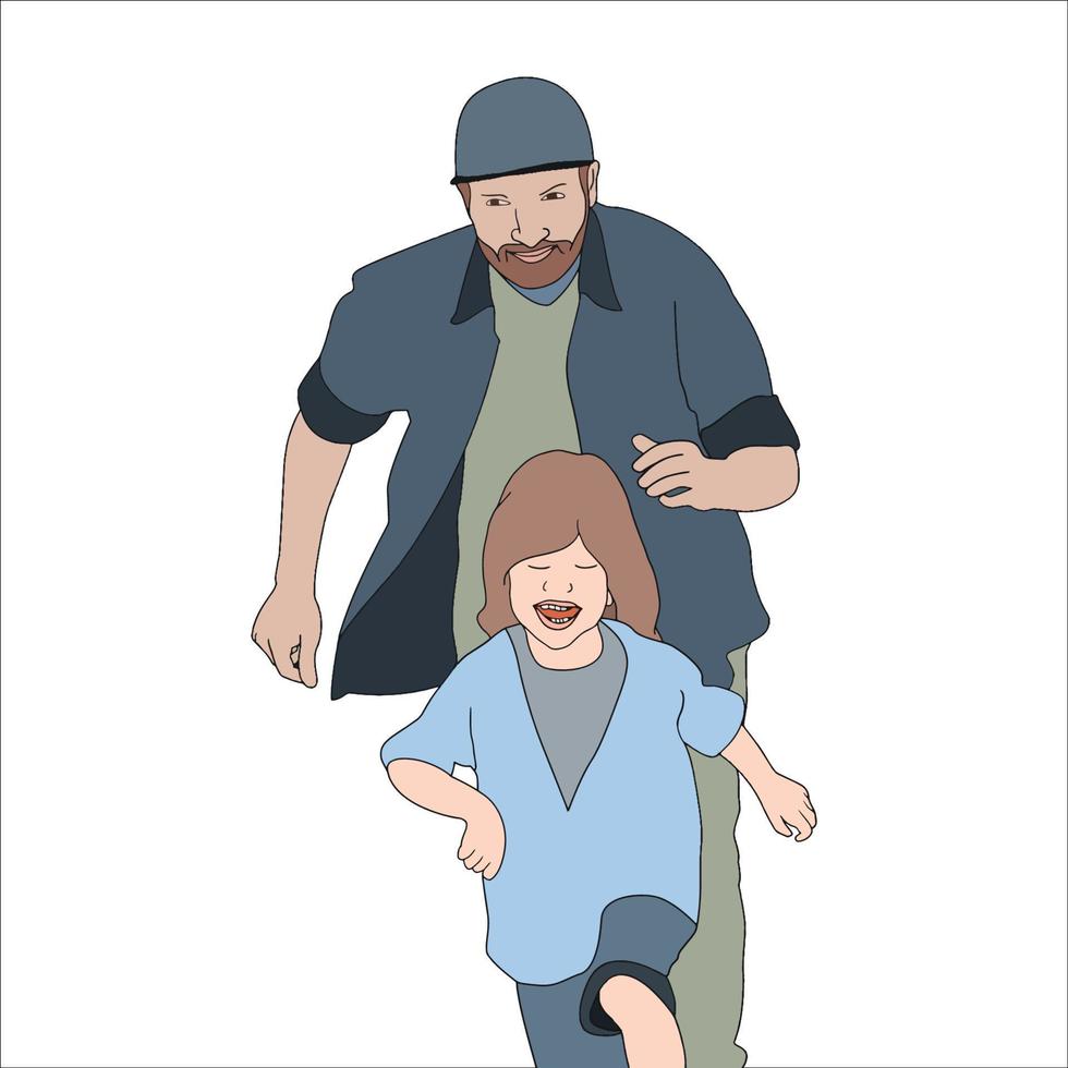 Ilustración digital de padre e hijo para el día del padre. vector