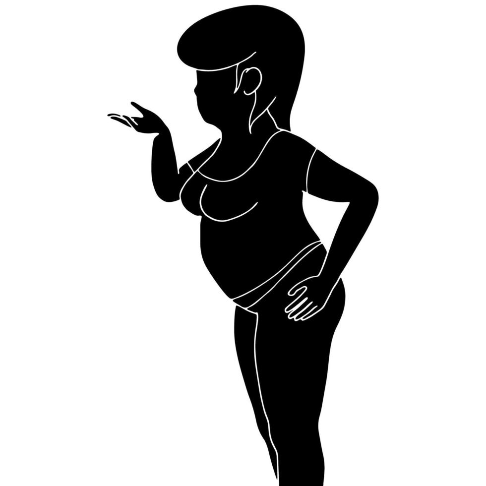 women blowing kiss silhouette illustrated on isolated background. vector