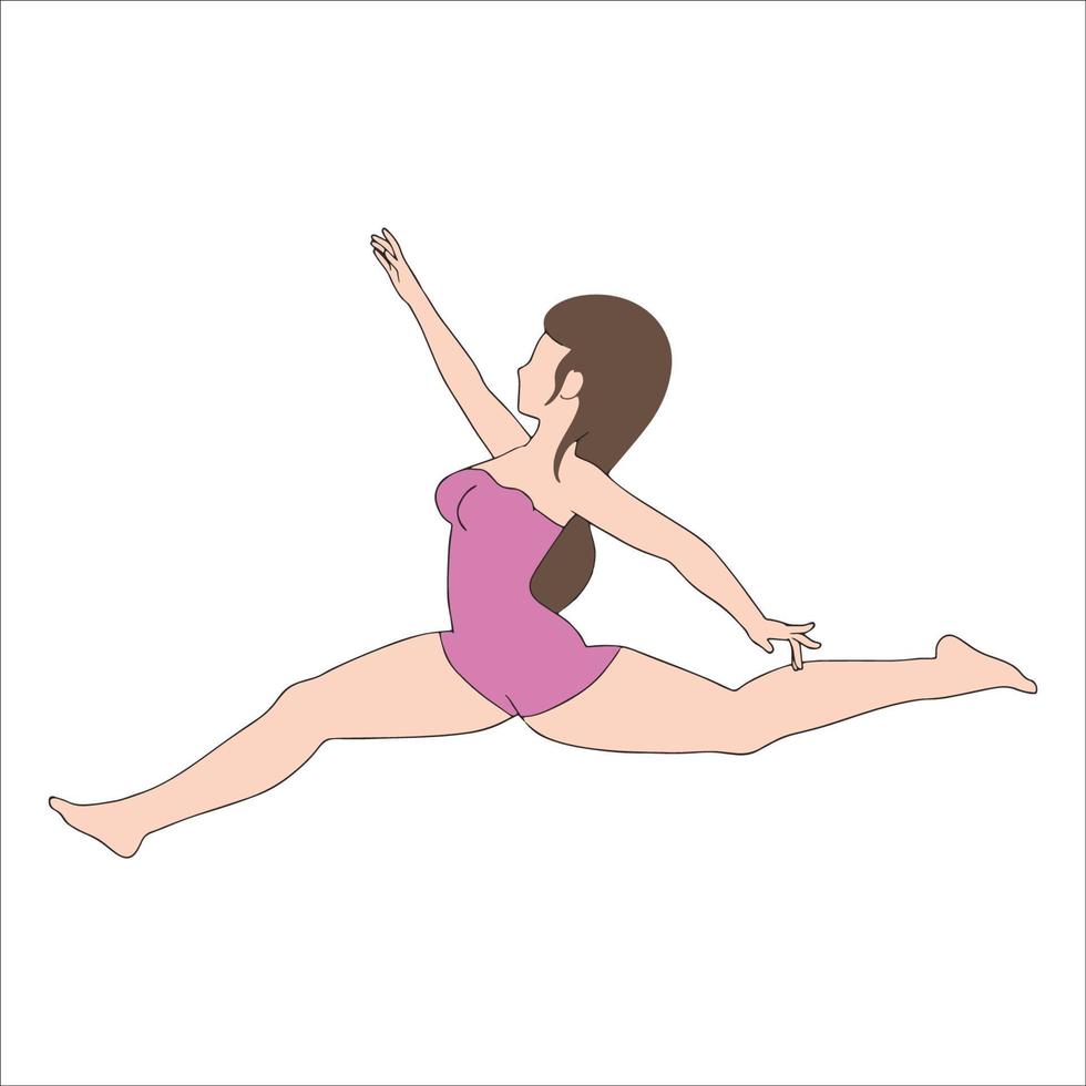Ilustración de personaje de gimnasia ilustrada sobre fondo blanco aislado. vector