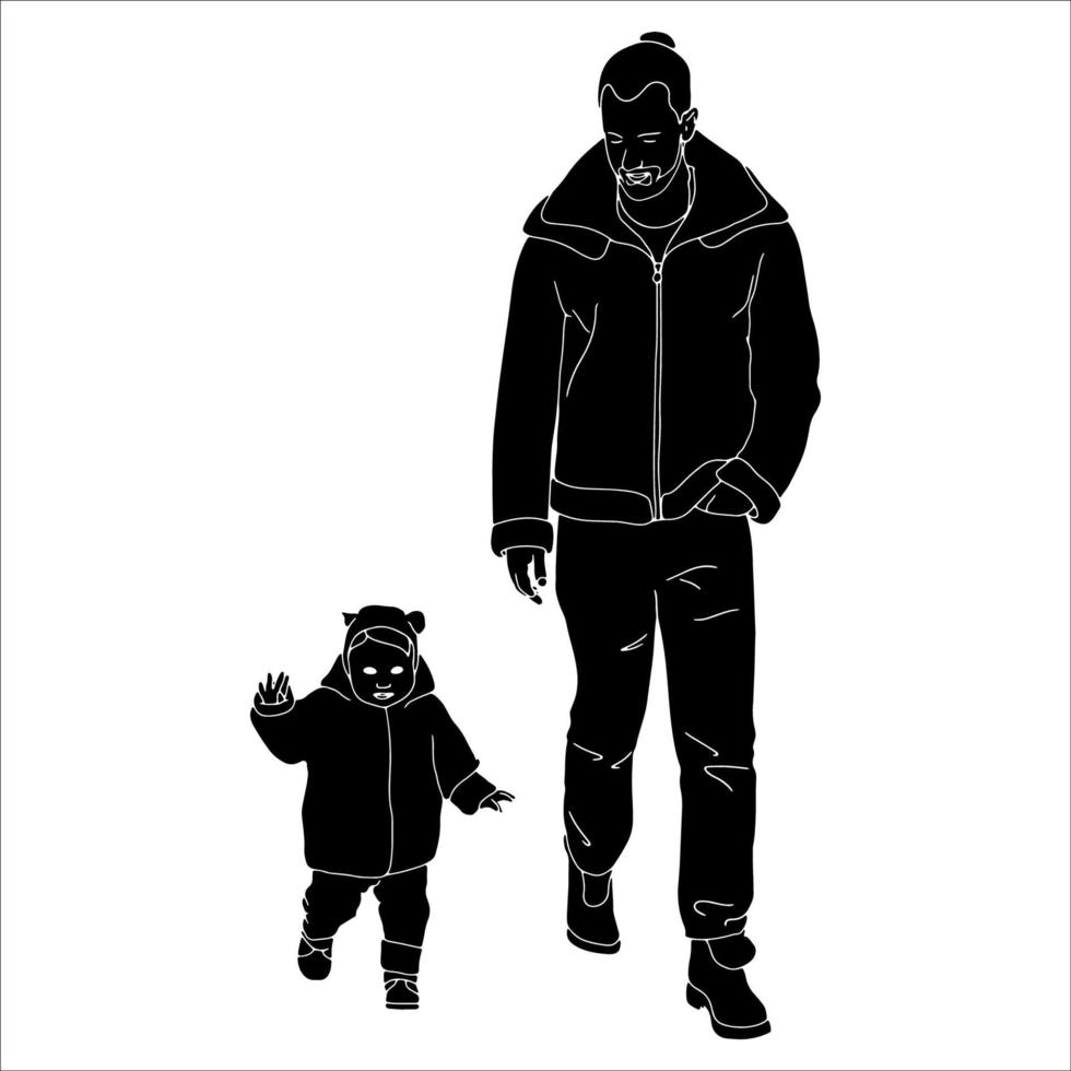 padre e hijo dibujado a mano ilustración vectorial. vector