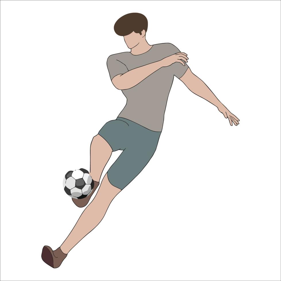 simple caricatura de hombres jugando al fútbol ilustrada sobre fondo blanco. vector