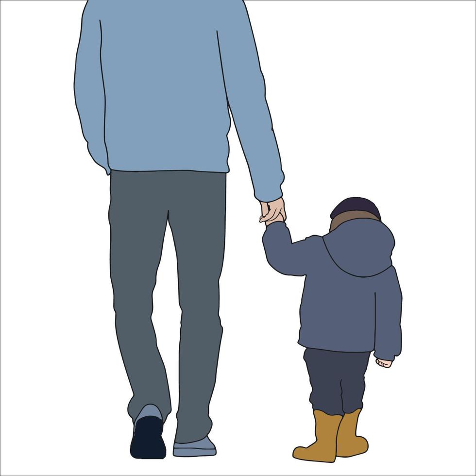 father and son digital illustration for fathers day. vector