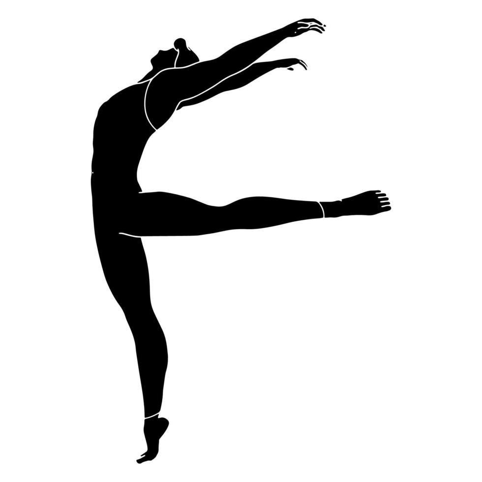 Silueta de joven bailarina bailarina sobre fondo aislado. vector