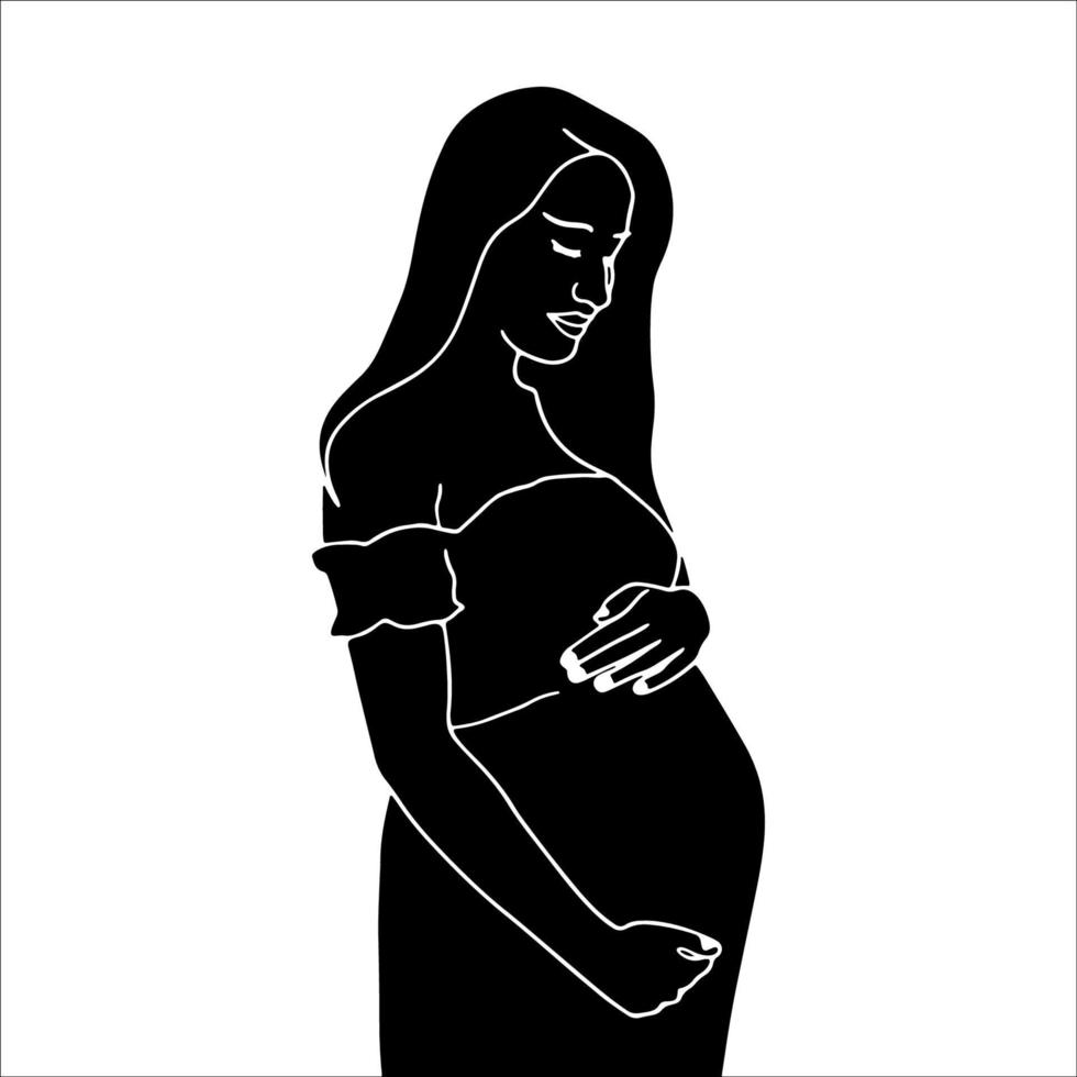 pregnant woman silhouette vector illustration  on white background.